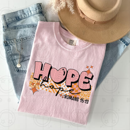 Hope PNG, Groovy Bible Verse Digital File, Romans 15:13, Retro PNG, Faith Sublimation Design, Christian Shirt PNG