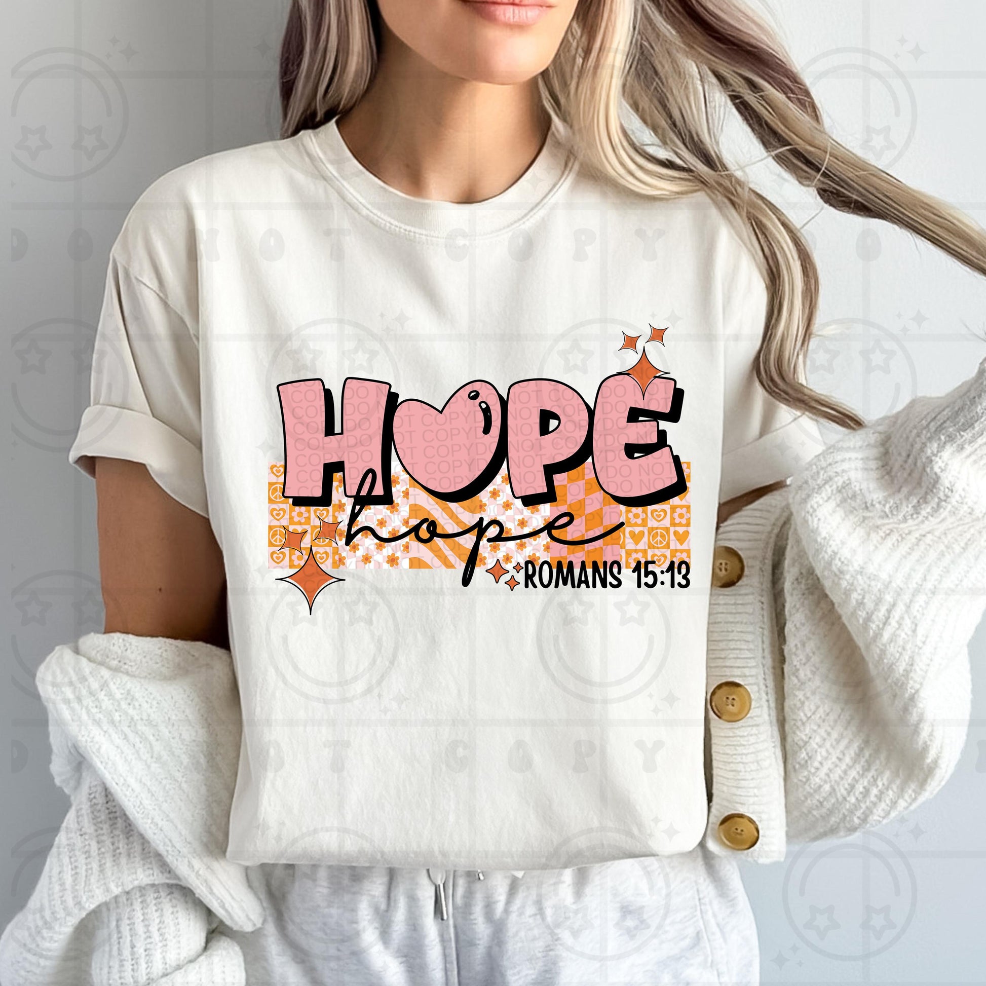 Hope PNG, Groovy Bible Verse Digital File, Romans 15:13, Retro PNG, Faith Sublimation Design, Christian Shirt PNG