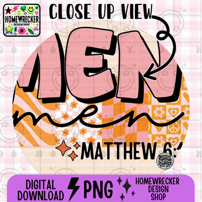 Amen PNG, Groovy Bible Verse Digital File, Matthew 6:13, Retro PNG, Faith Sublimation Design, Christian Shirt PNG