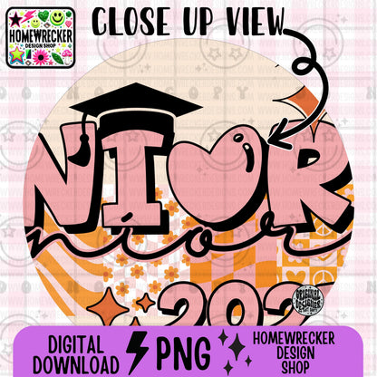 Senior 2025 PNG, Groovy Graduation Shirt Design, Senior Graduation Sublimation, Class of 2025 Digital Download, Retro High School Graduation