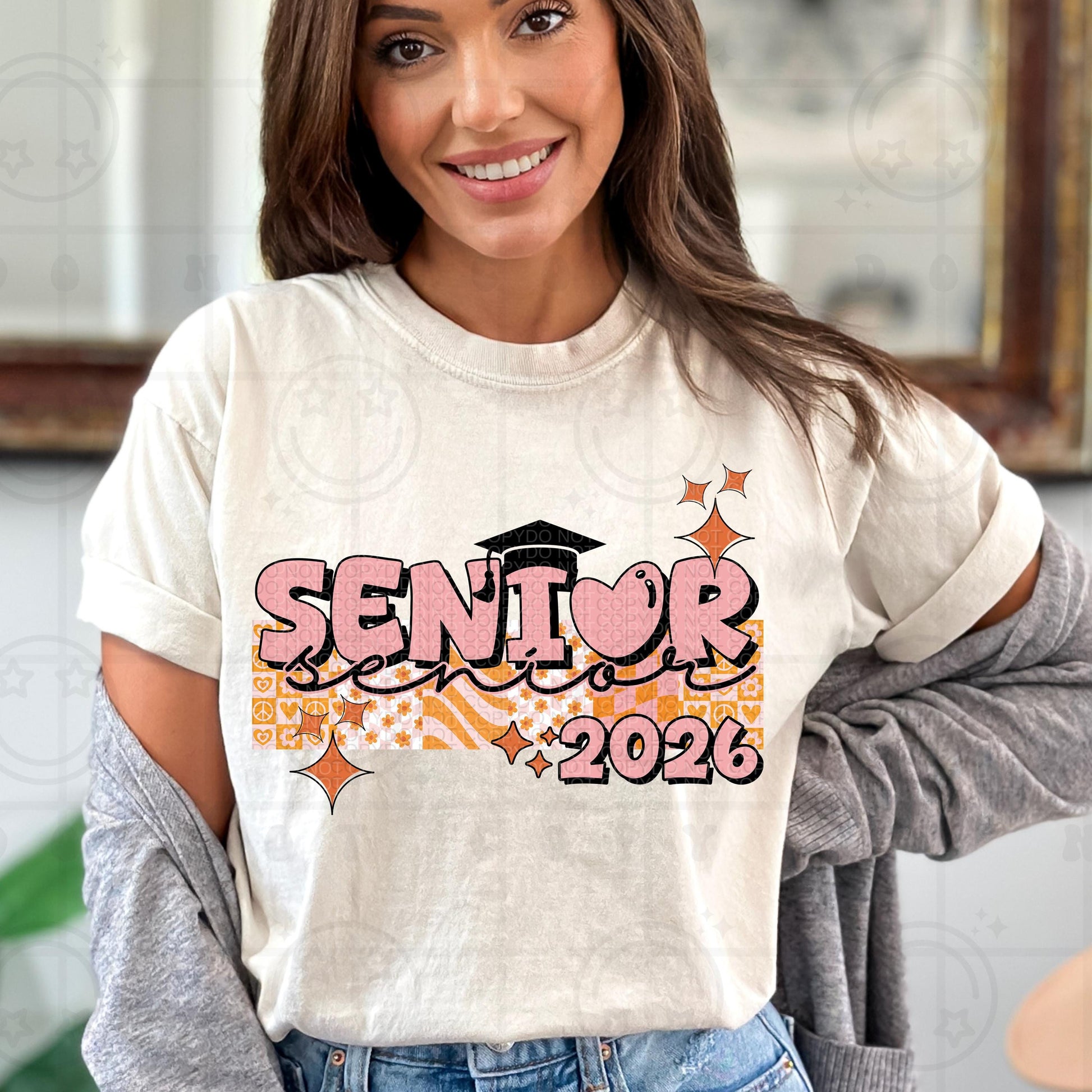 Senior 2026 PNG, Groovy Graduation Grad Shirt Design, Senior Sublimation, Class of 2026 Digital Download, Retro graduate design