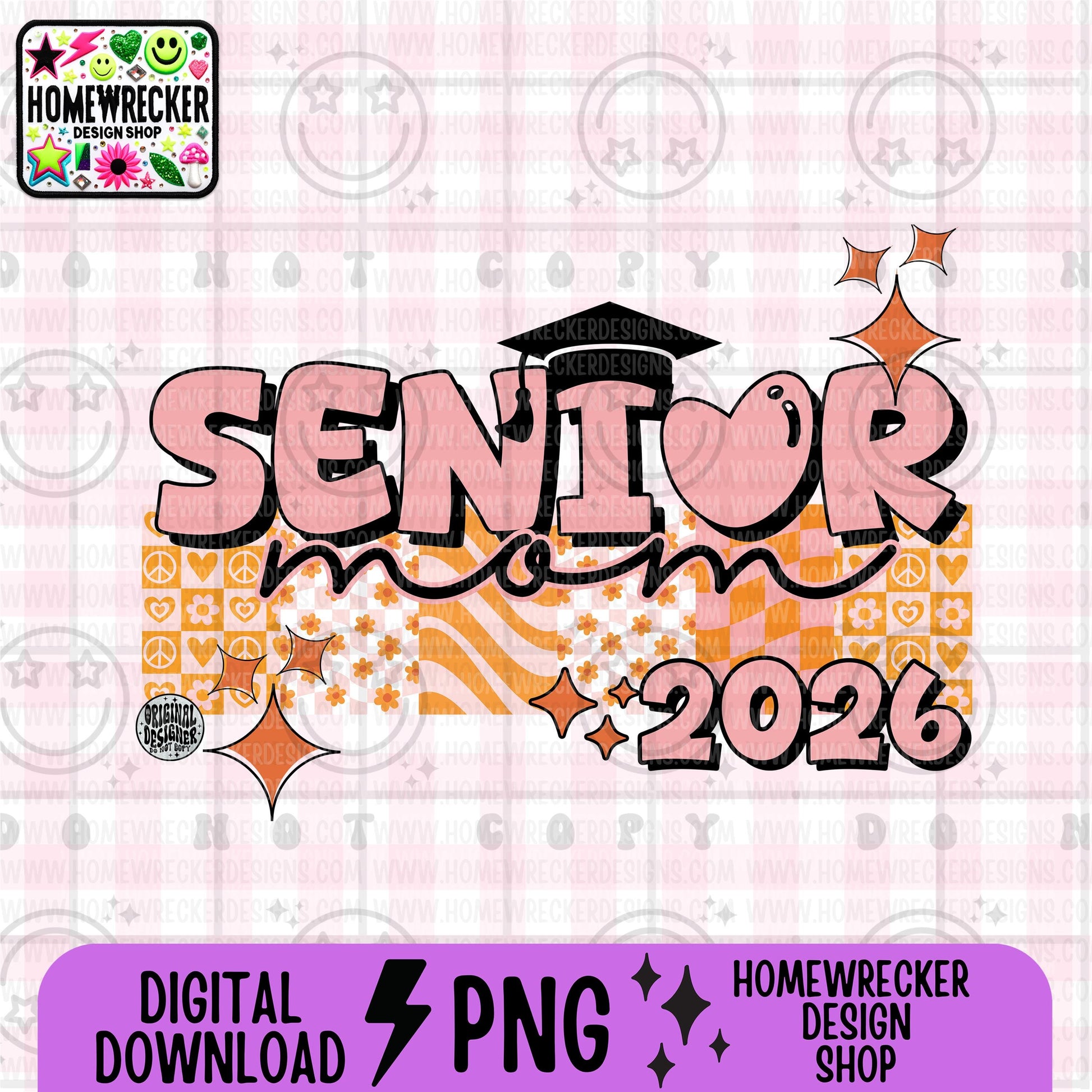 Senior Mom 2026 PNG, Groovy Graduation Mom Shirt Design, Senior Mom Sublimation, Class of 2026 Digital Download, Retro Senior Mom