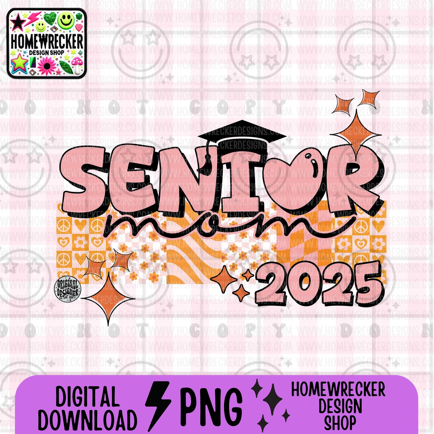 Senior Mom 2025 PNG, Groovy Graduation Mom Shirt Design, Senior Mom Sublimation, Class of 2025 Digital Download, Retro Senior Mom