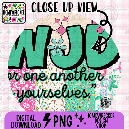 WWJD honor one another above yourselves PNG Christian Sublimation Design Scripture Bible Verse png Retro Floral Jesus PNG Digital Download