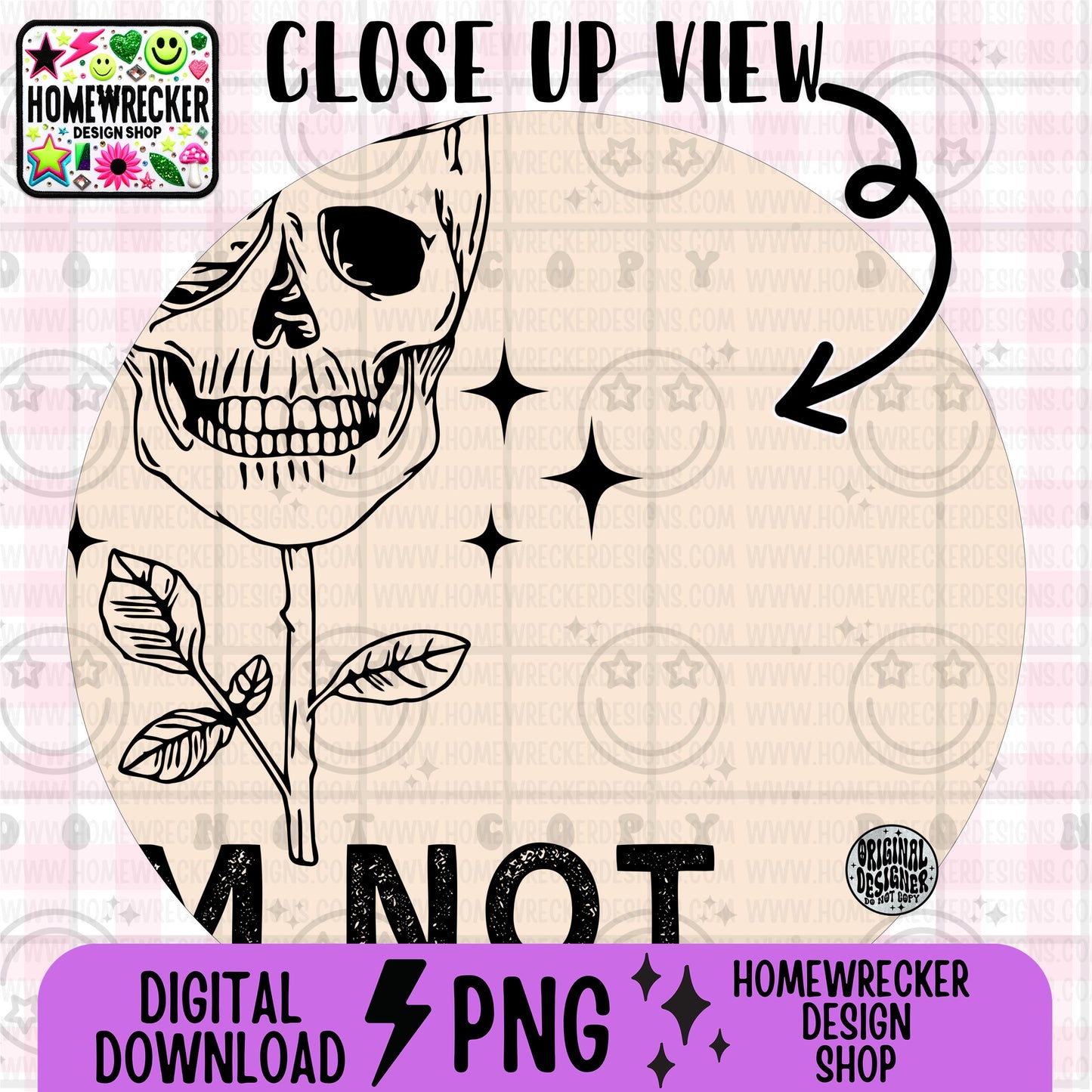 I am not okay PNG Digital Download | Grungy Distressed, Skeleton Roses, Digital design for sublimation, tshirts, DTF transfers and more