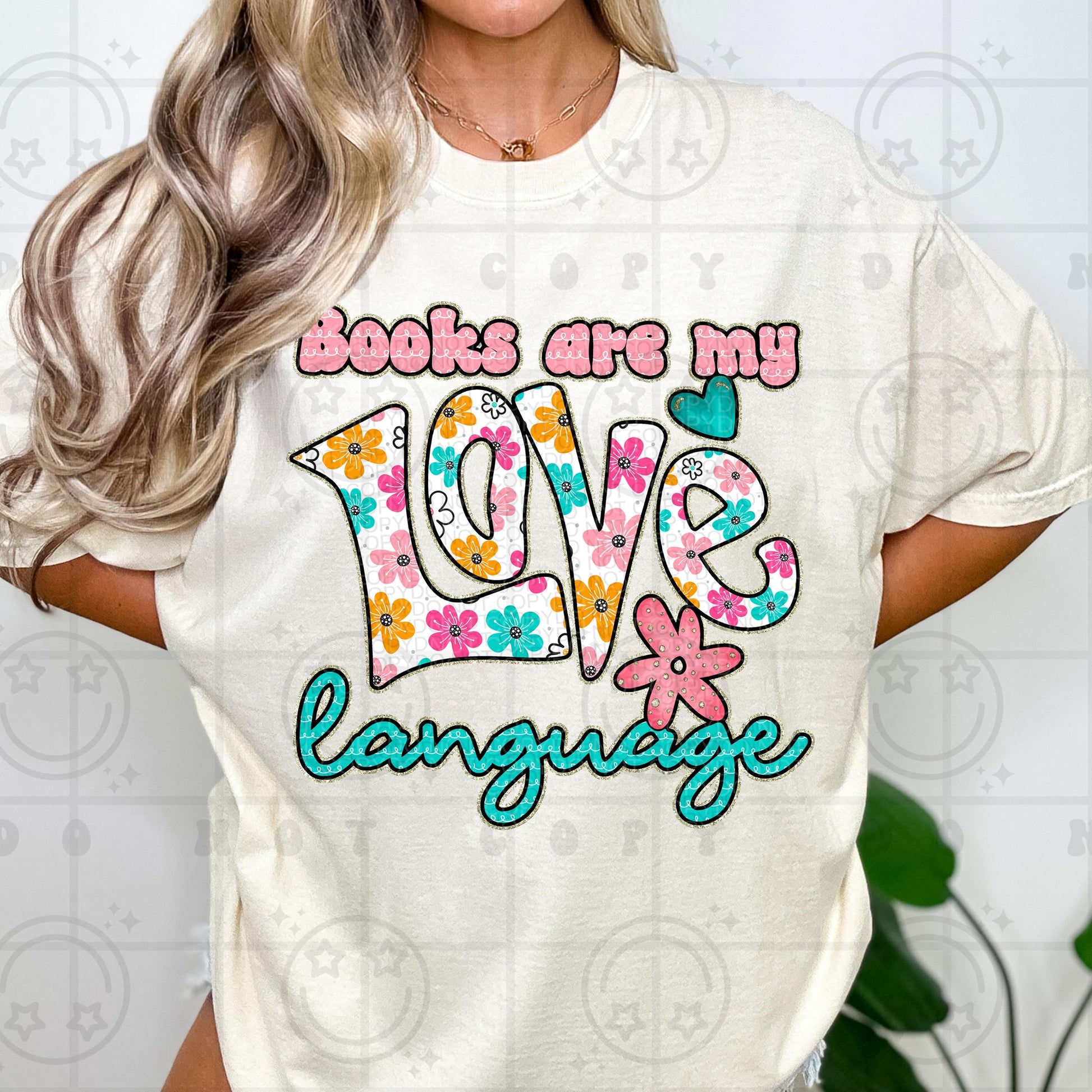 Book are my language of love, spring daisy florals, bookish, reading books, transparent png for shirts, dtf sublimation digital download