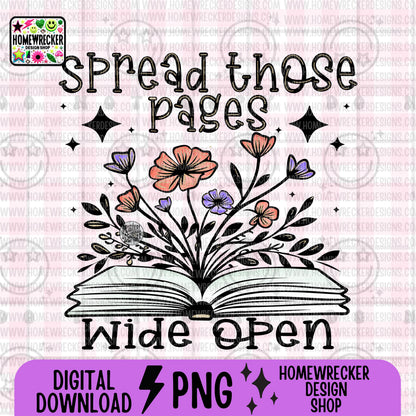 Spread those pages wide open, spring daisy florals, neutral colors, water color, Reading booktok, reading, transparent png, digital download