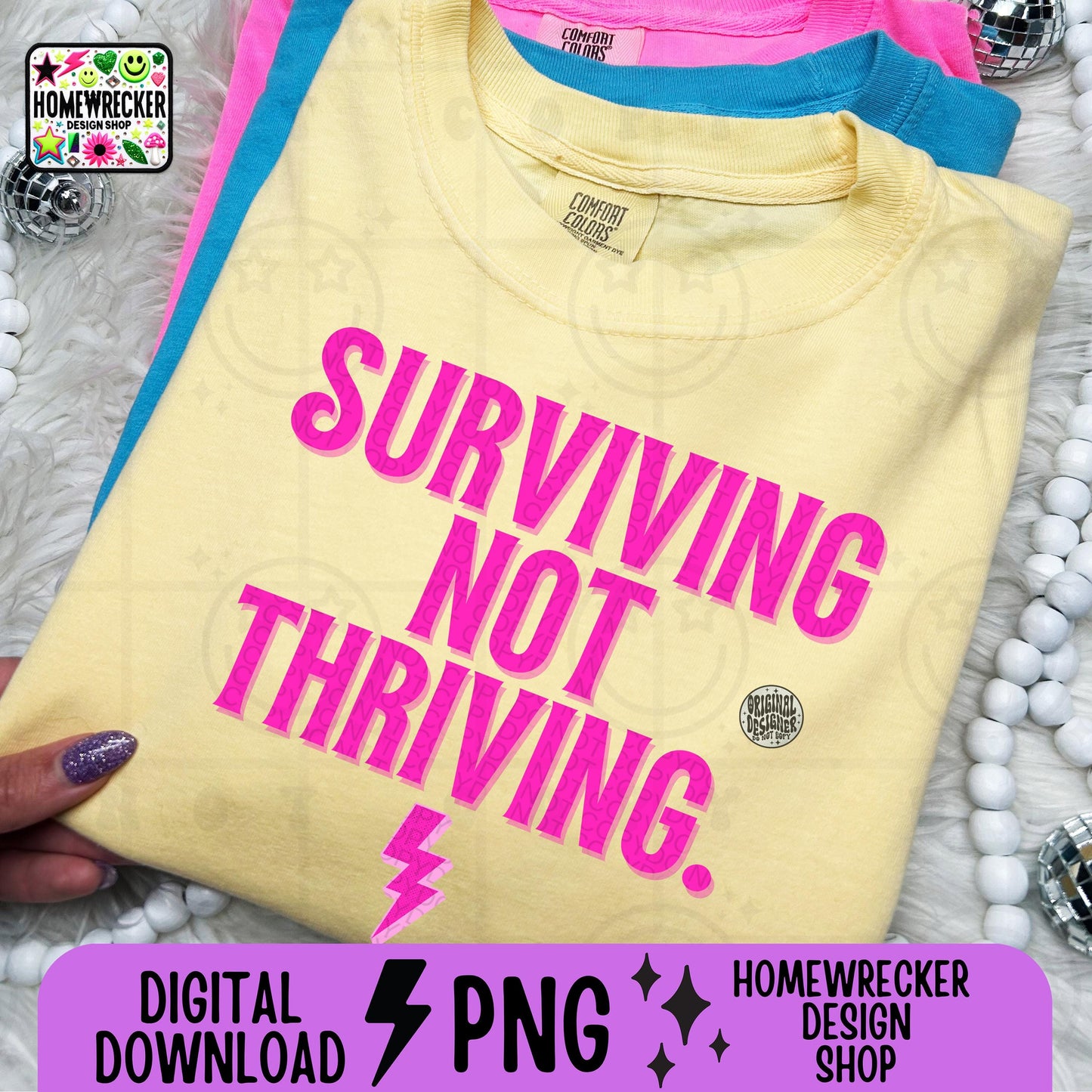 Surviving not thriving, typography, word designs, png digital download, tshirt design, PNG