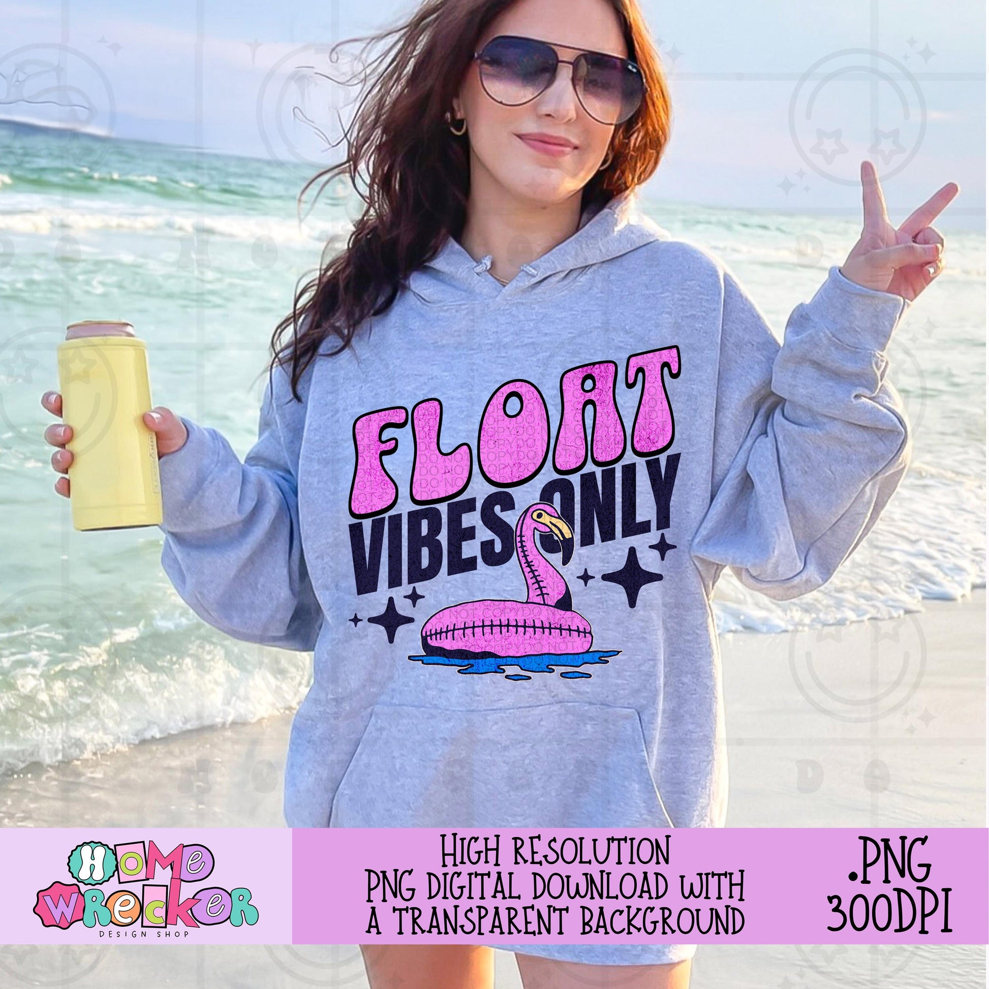 Float Vibes Only PNG Summer Beach Lake Palm Tree Flamingo Pool Float Digital Download