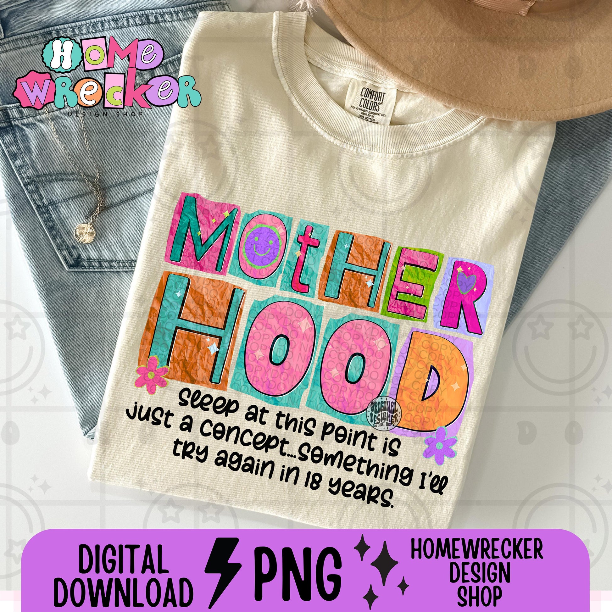 Motherhood Sleep is just a concept Png Neon Summer Mama Png Funny Mom Quotes New Mom baby shower gift PNG Mama Png Mothers Day Png download