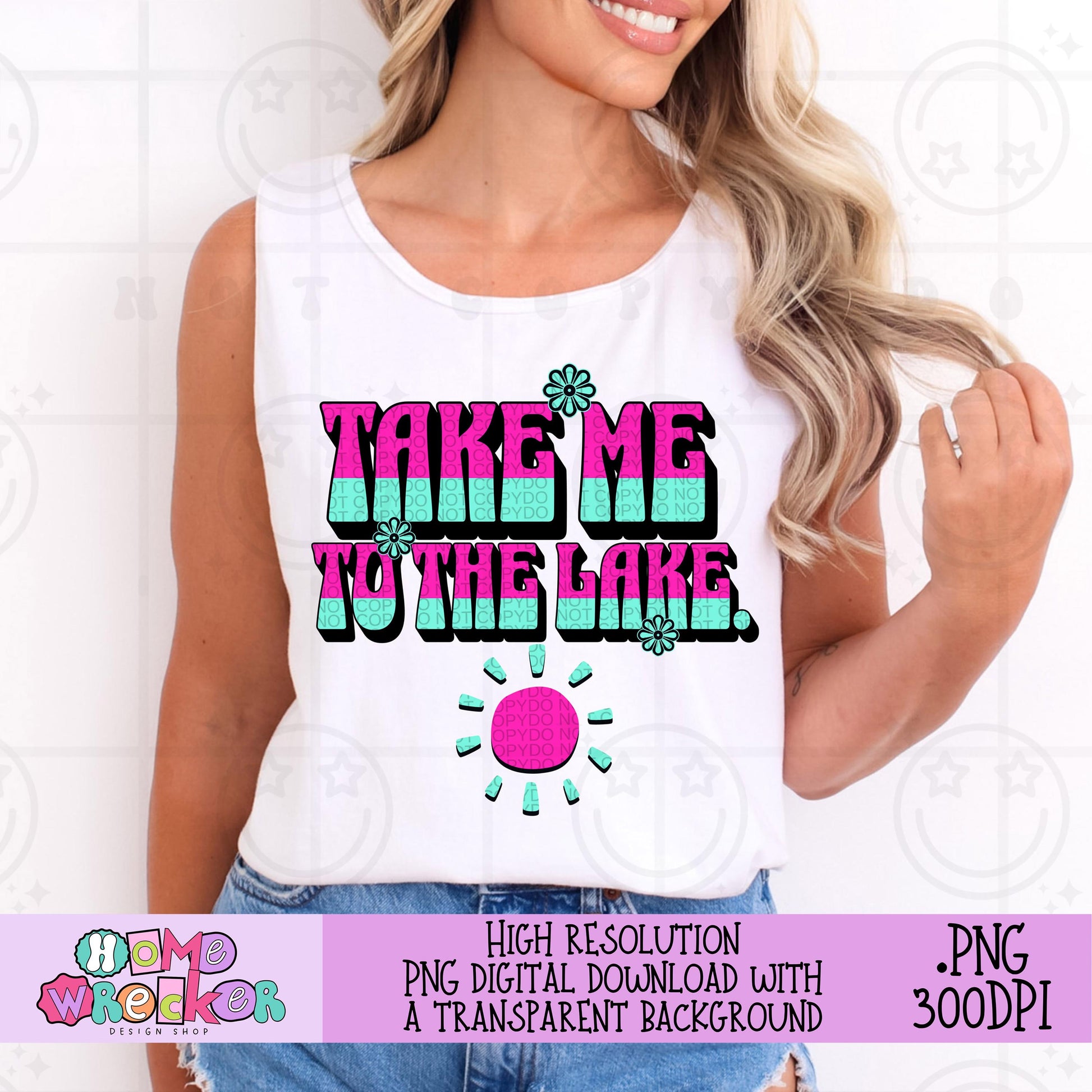 Take me to the Lake PNG Summer Digital Download Design