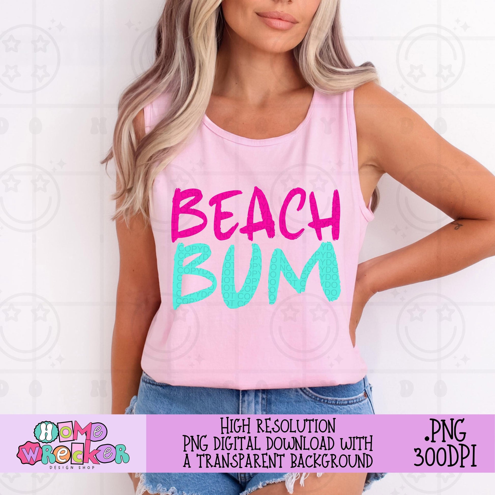 Beach Bum PNG Neon Summer Digital Download