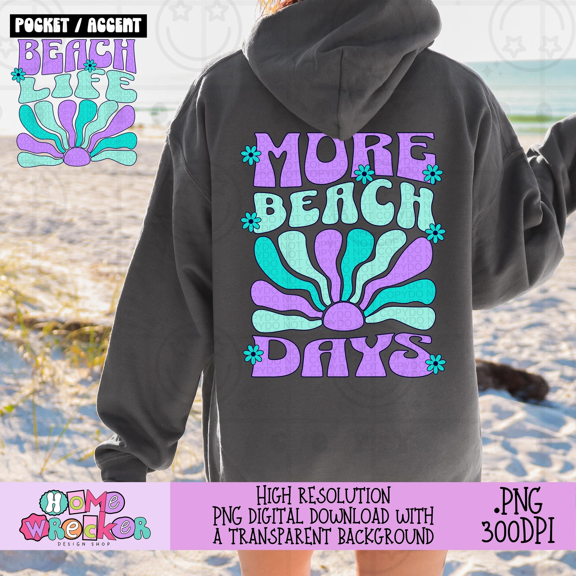 More Beach Days shirt design PNG Wavy Psychedelic Summer Front and Back Pastel Hippie digital file Retro Groovy Positive Quote PNG, Download