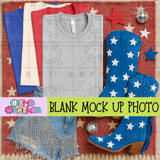 July 4th, Fourth of July, America, Patriotic, Red white and Blue, Bella & Canvas Mockup, BC3001 digital download photo athletic heather