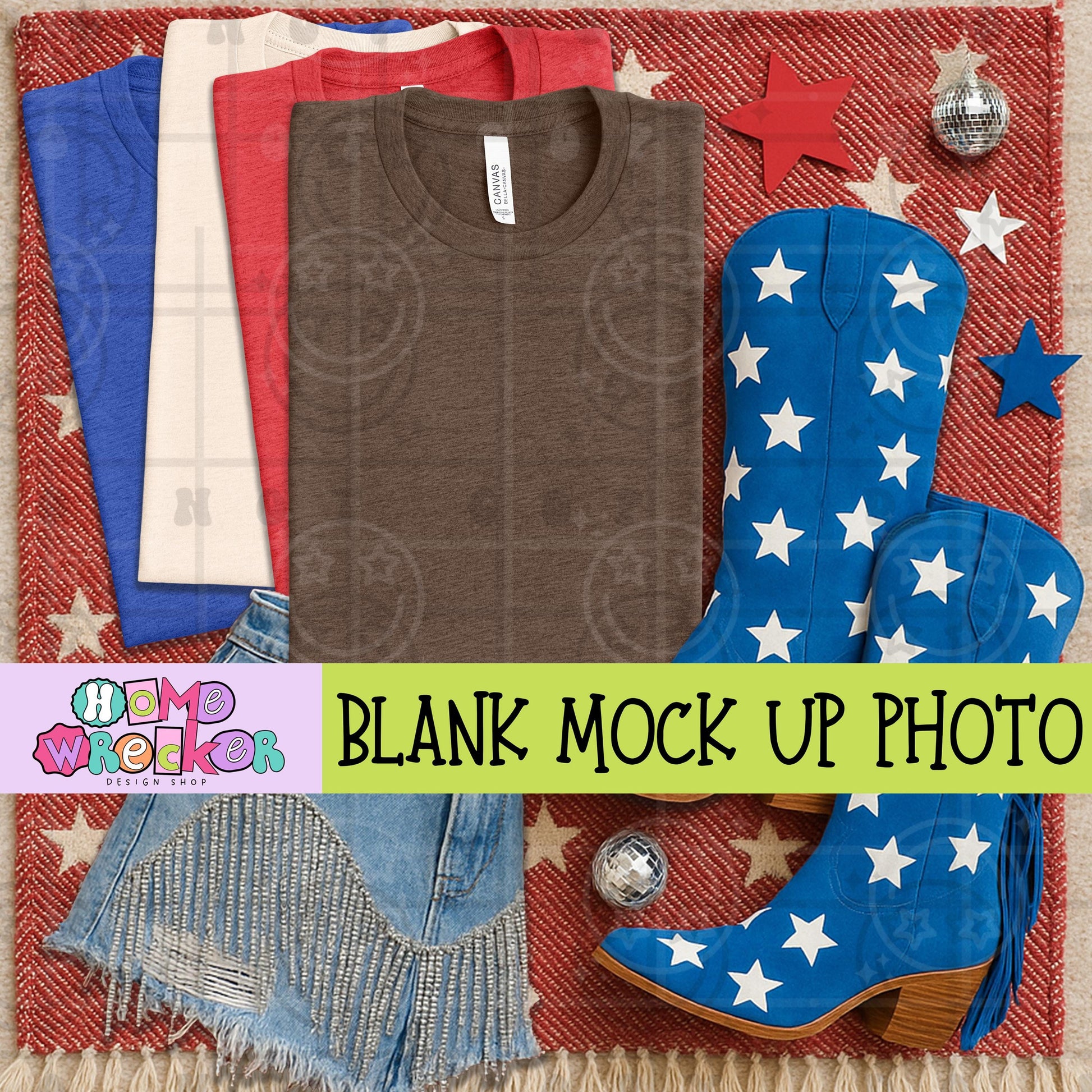 July 4th, Fourth of July, America, Patriotic, Red white and Blue, Bella & Canvas Mockup, BC3001 digital download photo Heather Brown