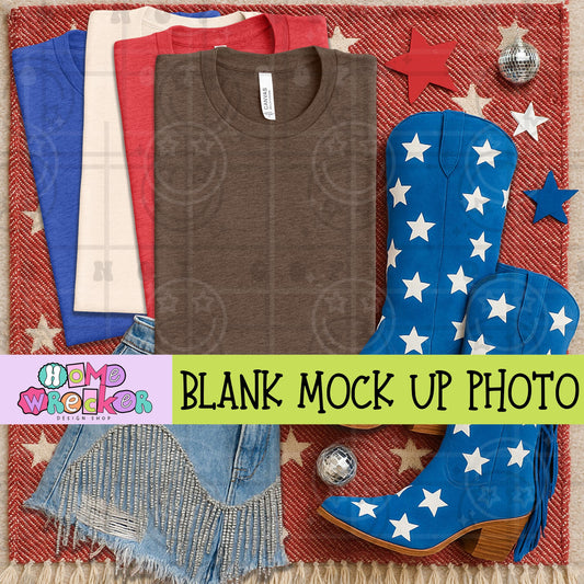 July 4th, Fourth of July, America, Patriotic, Red white and Blue, Bella & Canvas Mockup, BC3001 digital download photo Heather Brown
