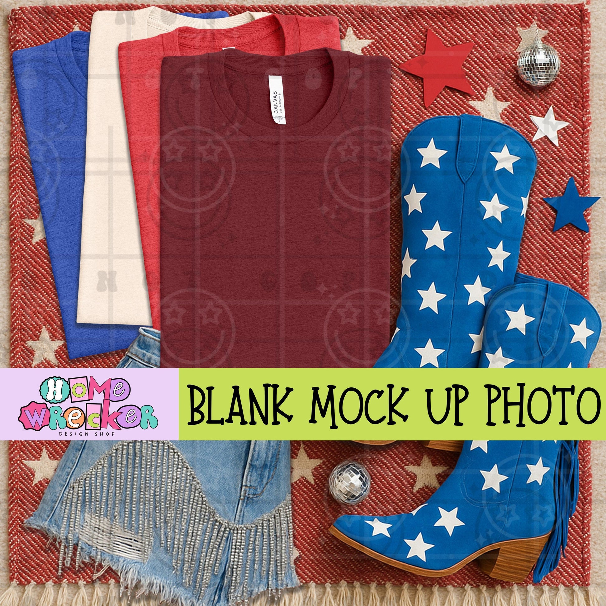 July 4th, Fourth of July, America, Patriotic, Red white and Blue, Bella & Canvas Mockup, BC3001 digital download photo Heather Cardinal