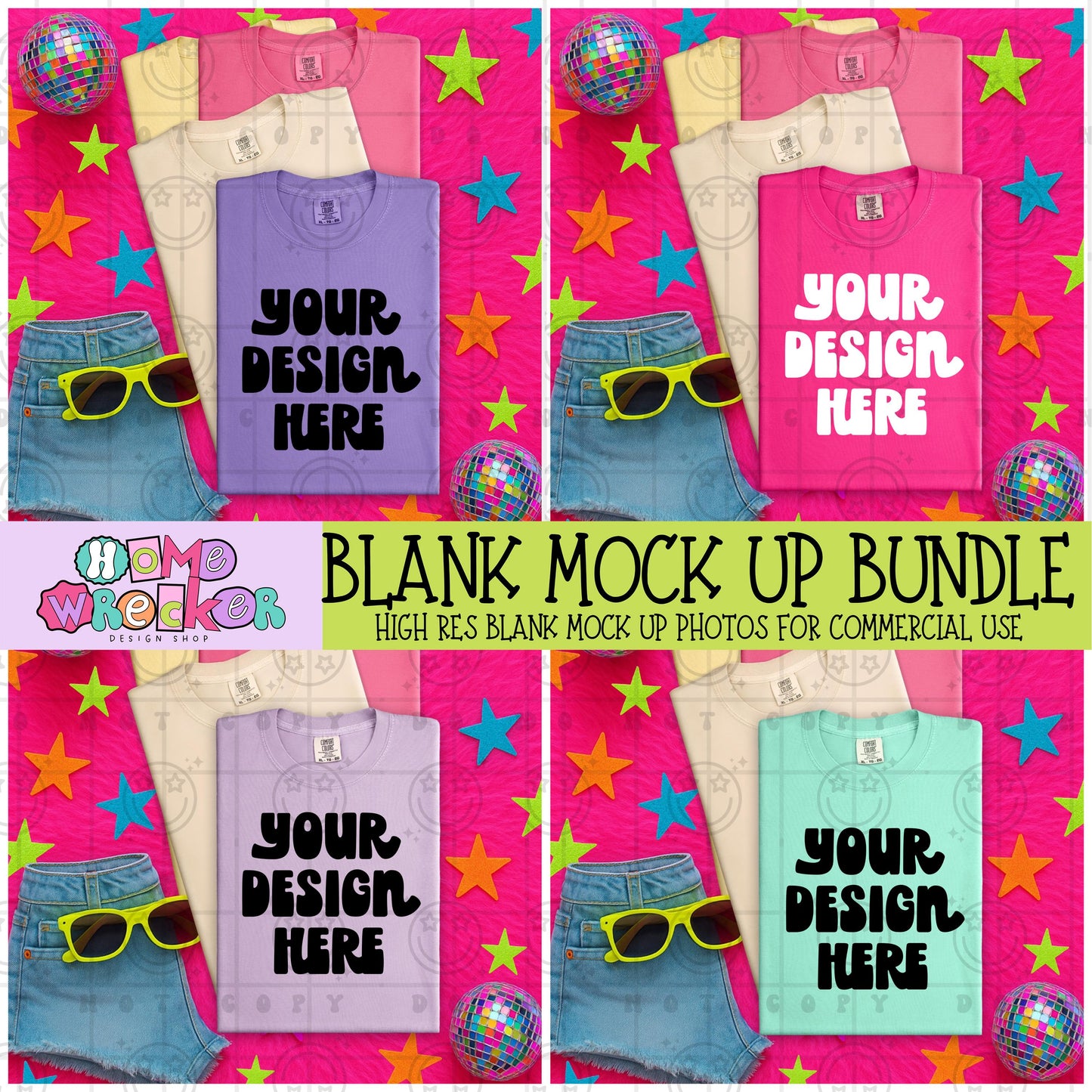Summer Neon Star Mock Bundle CC1717 Mock up bundle: Comfort Colors Blank Tshirt Mock up BUNDLE 26 colors Download