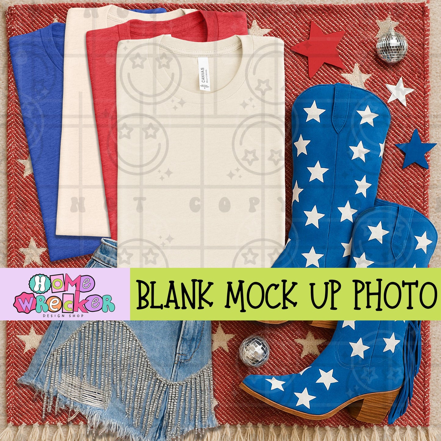July 4th, Fourth of July, America, Patriotic, Red white and Blue, Bella & Canvas Mockup, BC3001 digital download photo Heather Natural