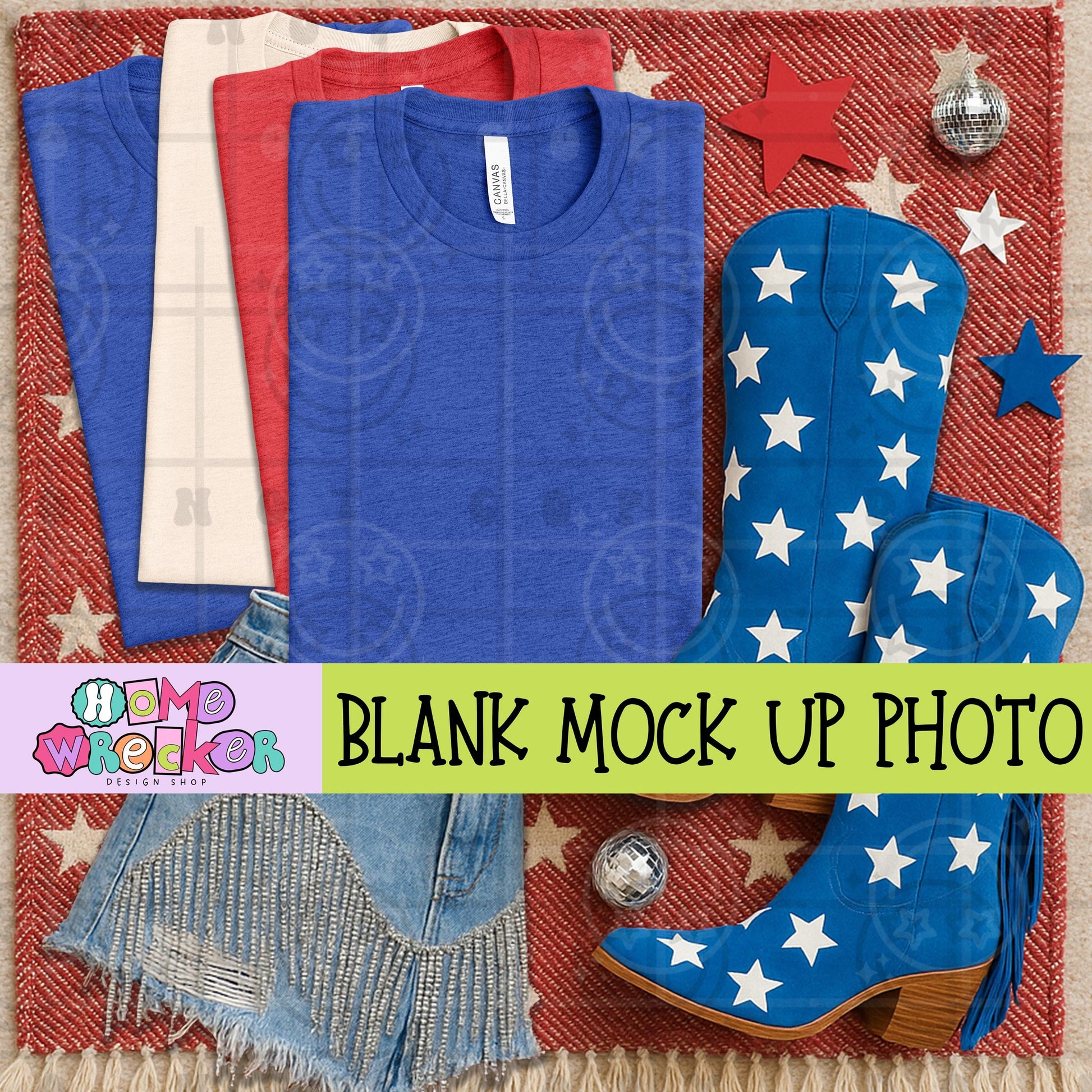 July 4th, Fourth of July, America, Patriotic, Red white and Blue, Bella & Canvas Mockup, BC3001 digital download photo Heather True Royal
