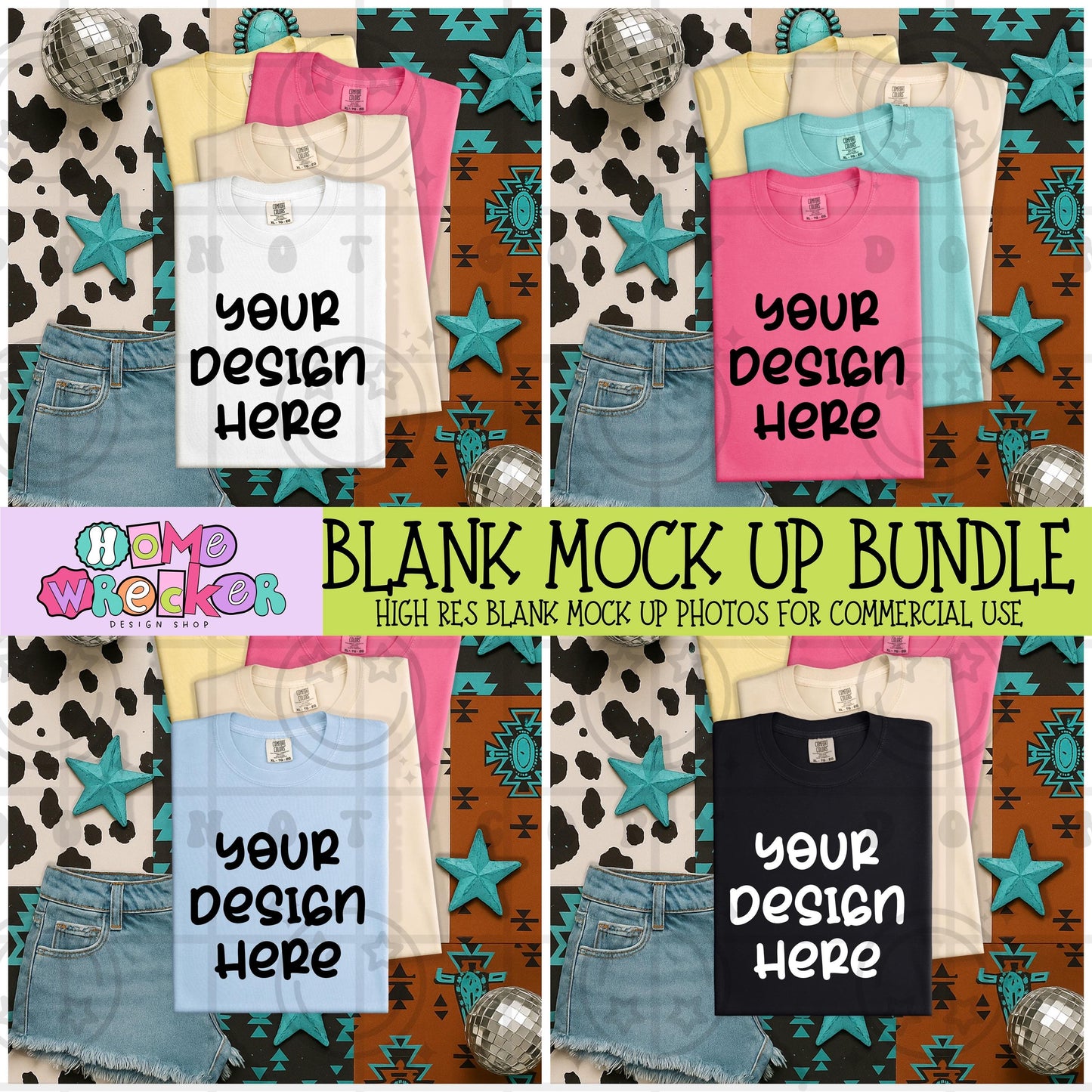 Western Cowhide Turquoise CC1717 Mock up bundle: Comfort Colors Blank Tshirt Mock up BUNDLE 25 colors, digital Download