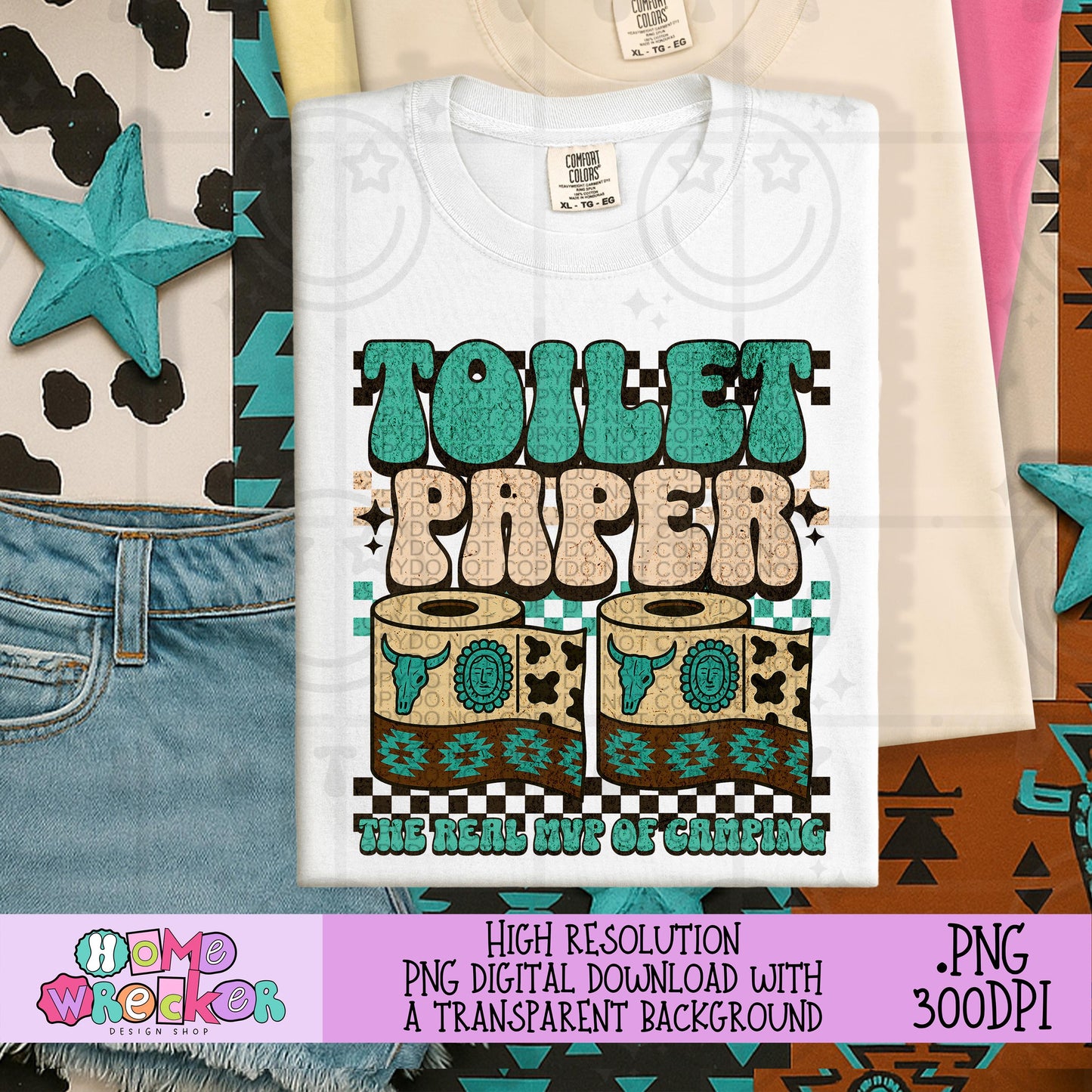 Toilet paper the real MVP of camping PNG, Western Camping Themed PNG Digital Download