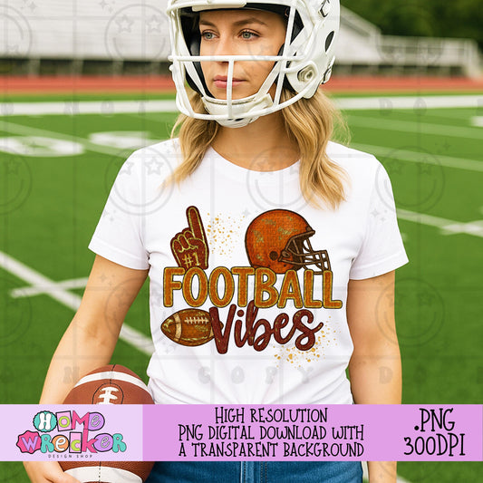 Football Vibes trendy football digital download PNG for T-shirts and dtf prints