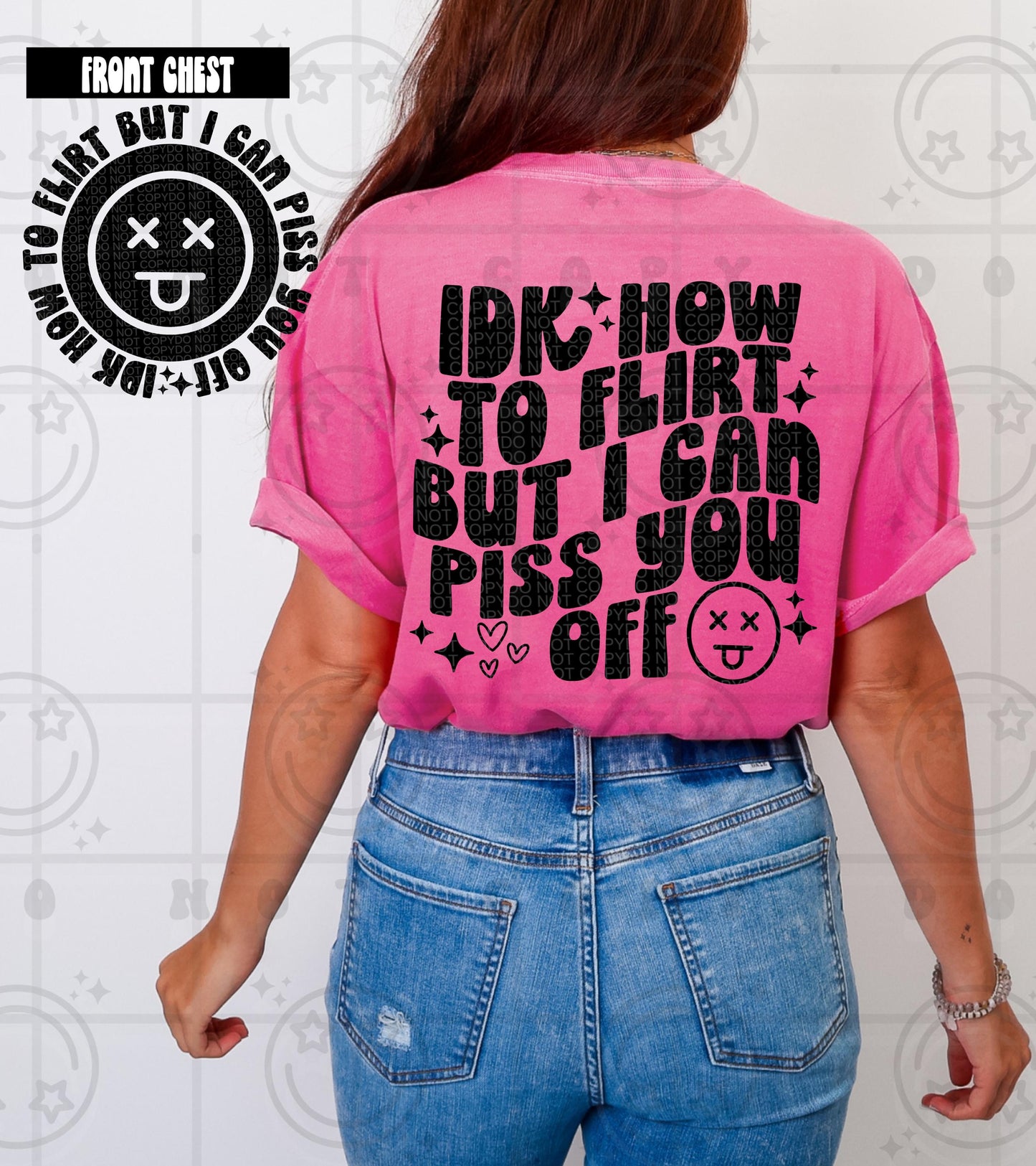 I dont know how to flirt but I can piss you off, Wavy font design, Digital Download PNG