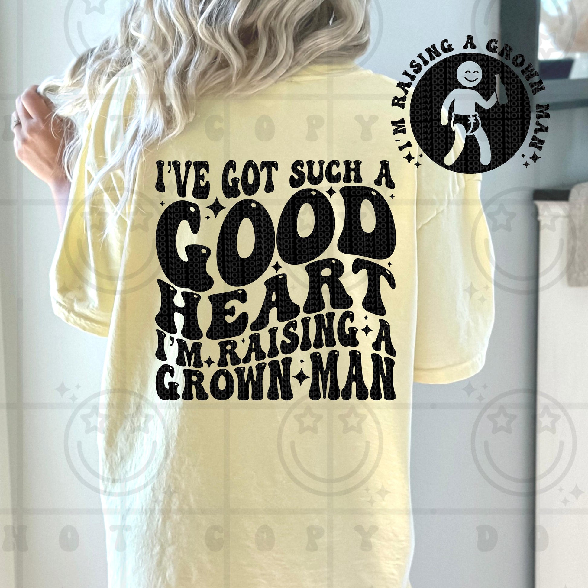 I’ve got such a good heart I’m raising a grown man PNG wavy design with matching chest pocket design, digital download, front and back png