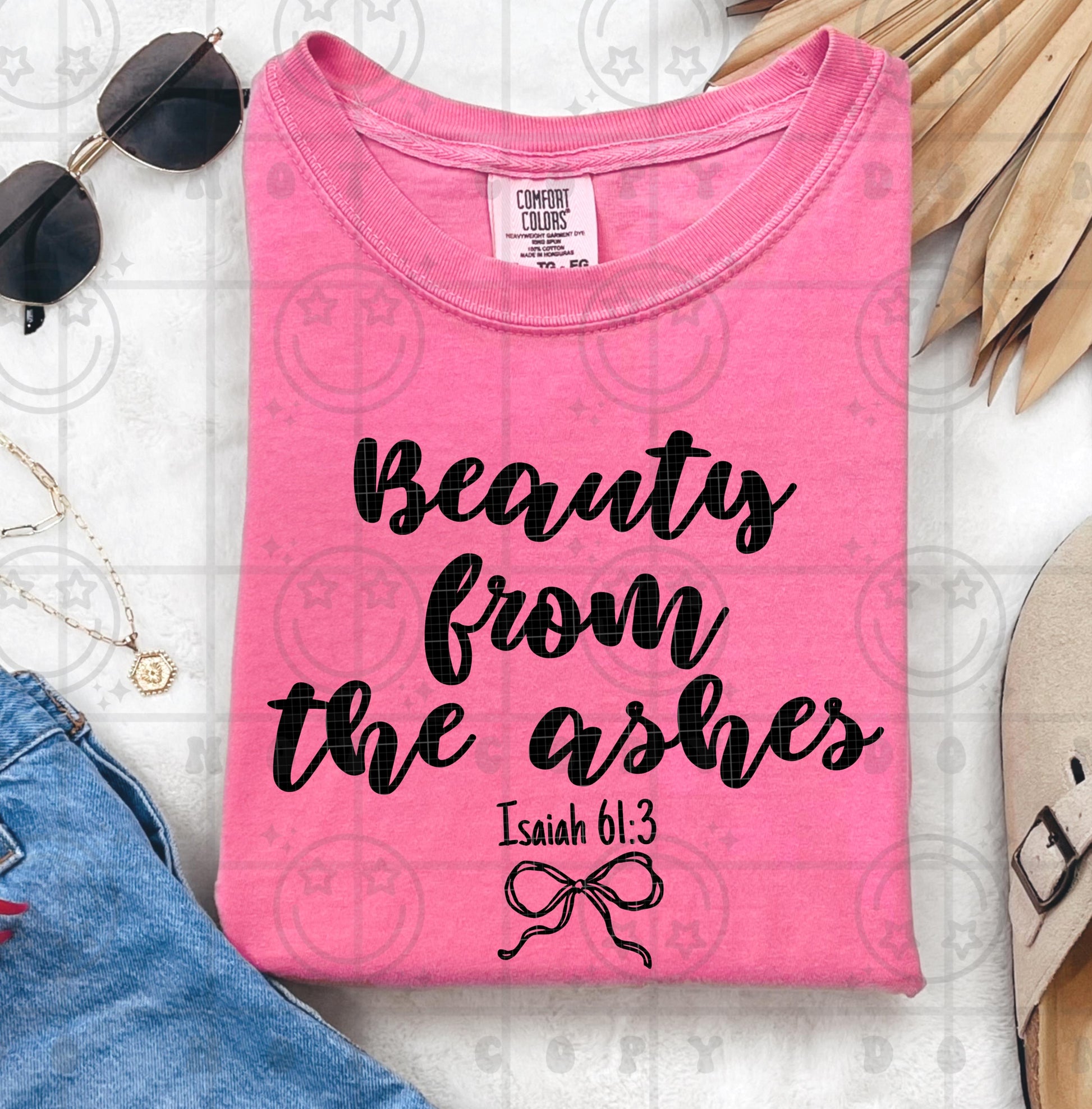 Beauty from the Ashes Isaiah 61:3 PNG digital design, bible verse, faith typography, download