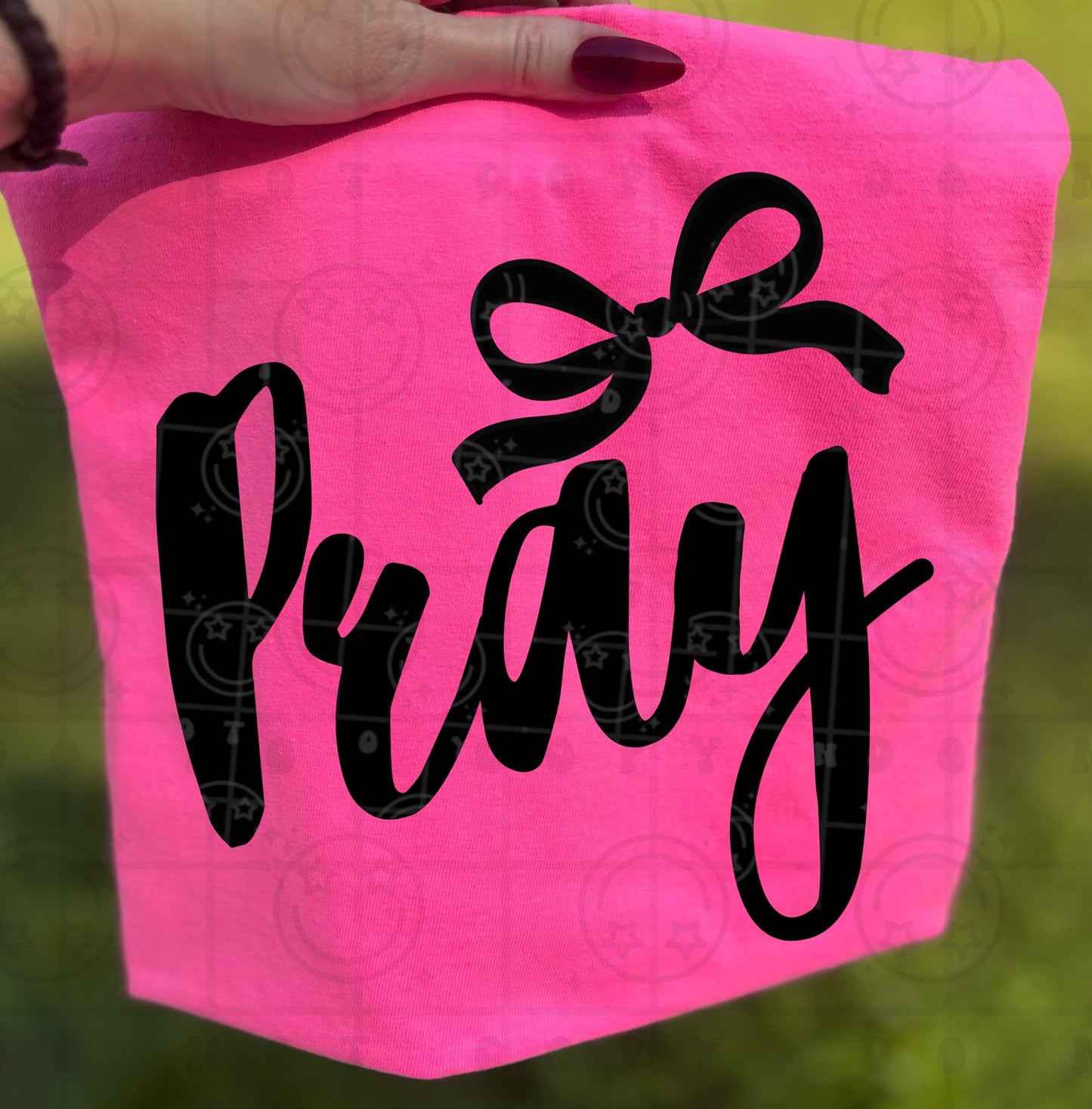 Pray coquette bow PNG digital download