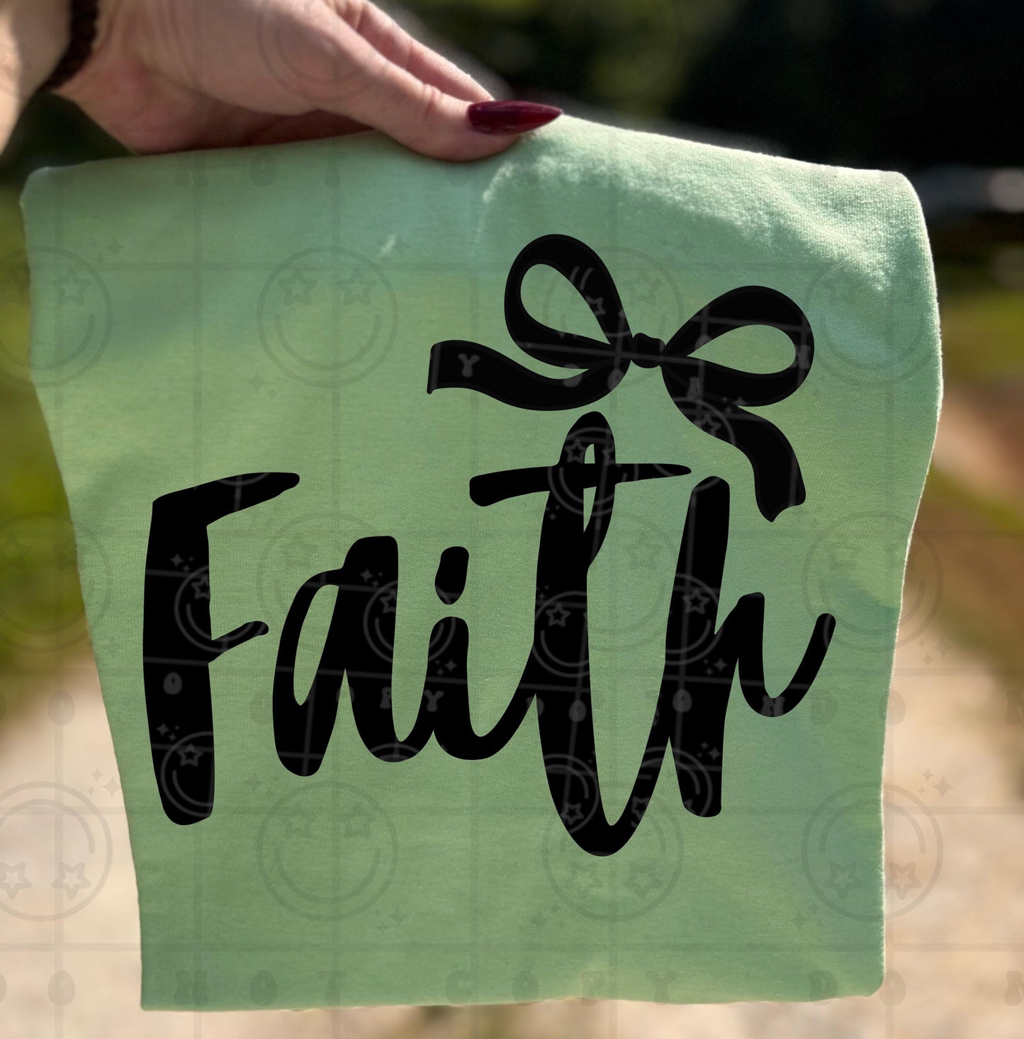 Faith coquette bow PNG digital download