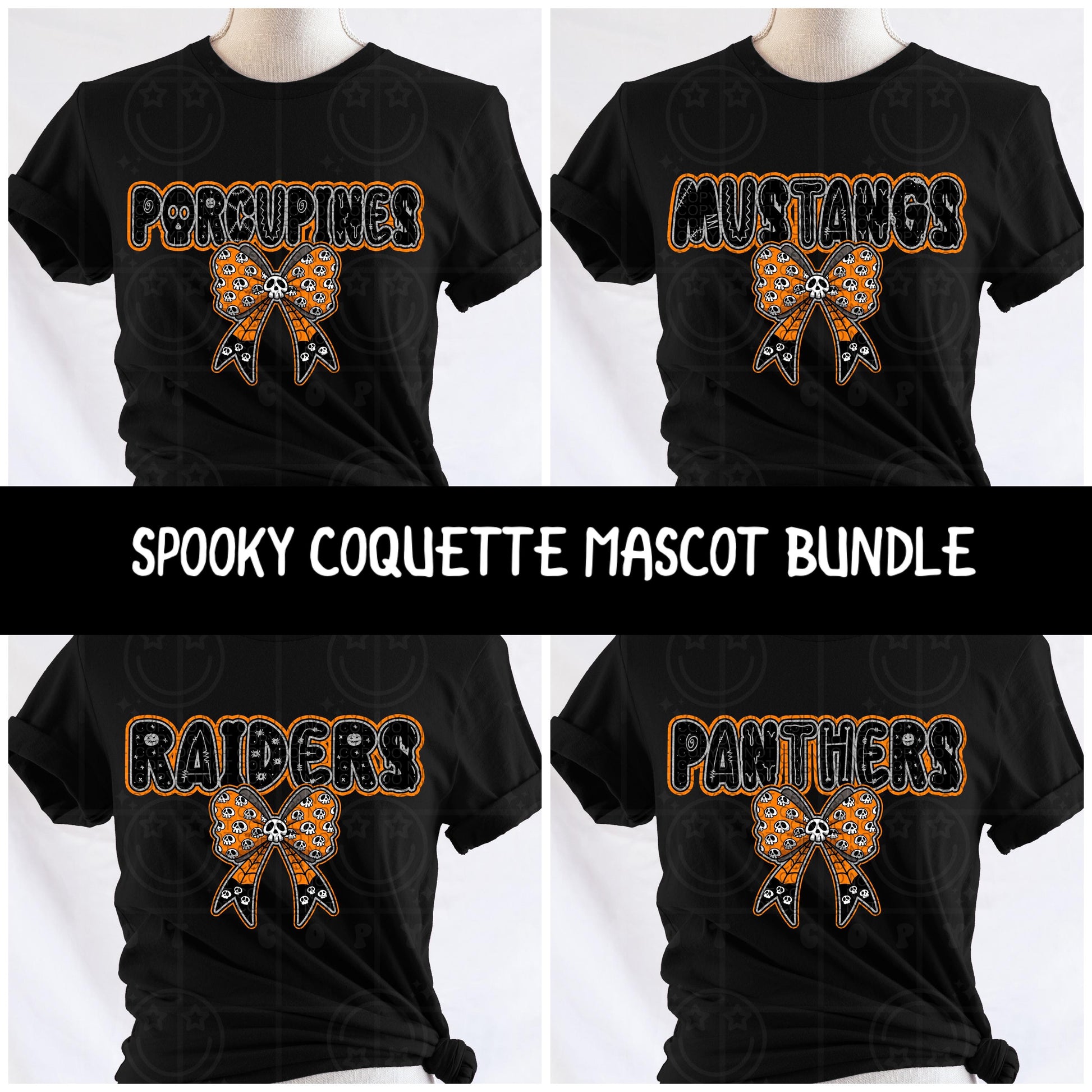 Halloween School Spirit Mascot Bundle | 38 Mascot PNG files and mock ups