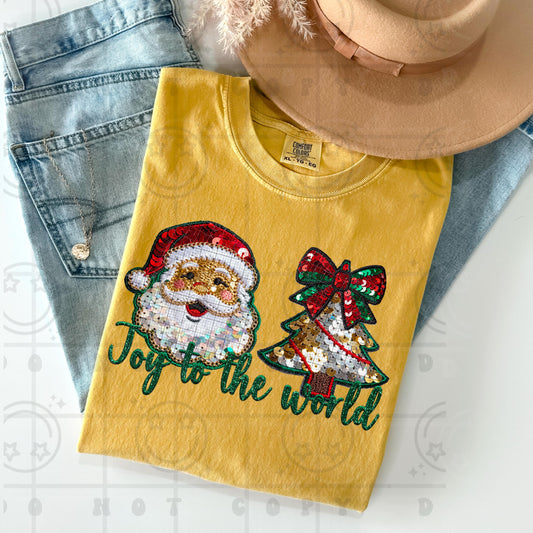 Joy to the world Faux Sequin Digital Design PNG Download