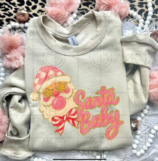 Santa baby brushstroke pink preppy Christmas PNG Design