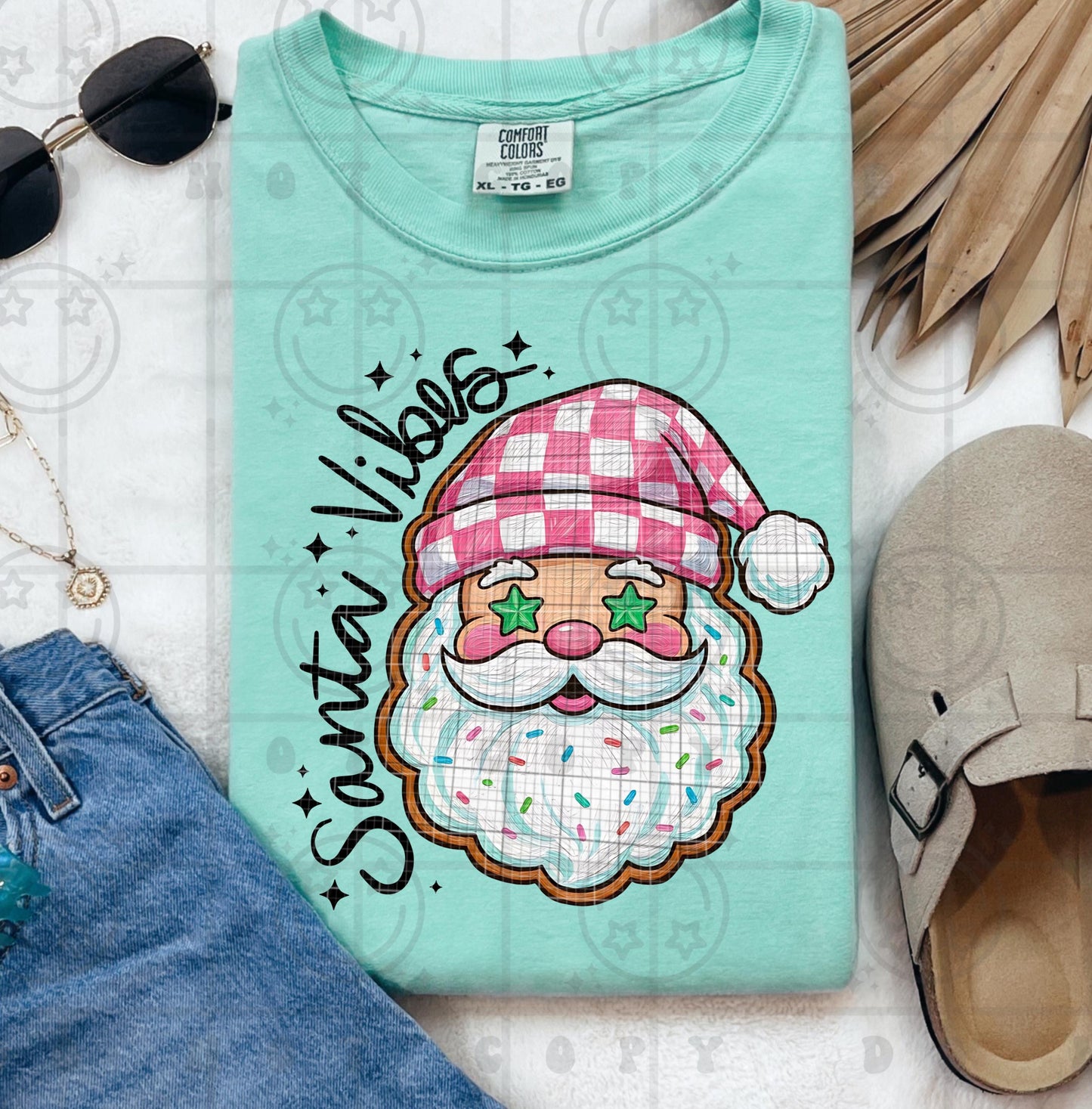 Santa Vibes Christmas Cookie PNG Christmas Design