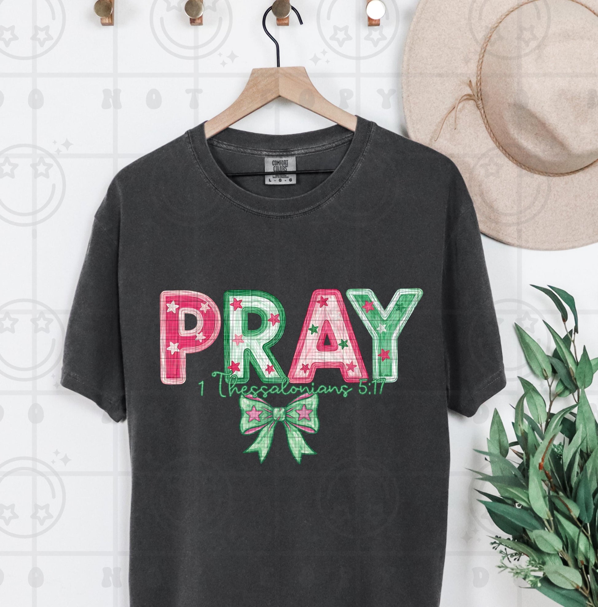 Pray 1 Thessalonians 5:17 Bible Verse Faux Brushstroke Paint stroke png faith doodle digital download