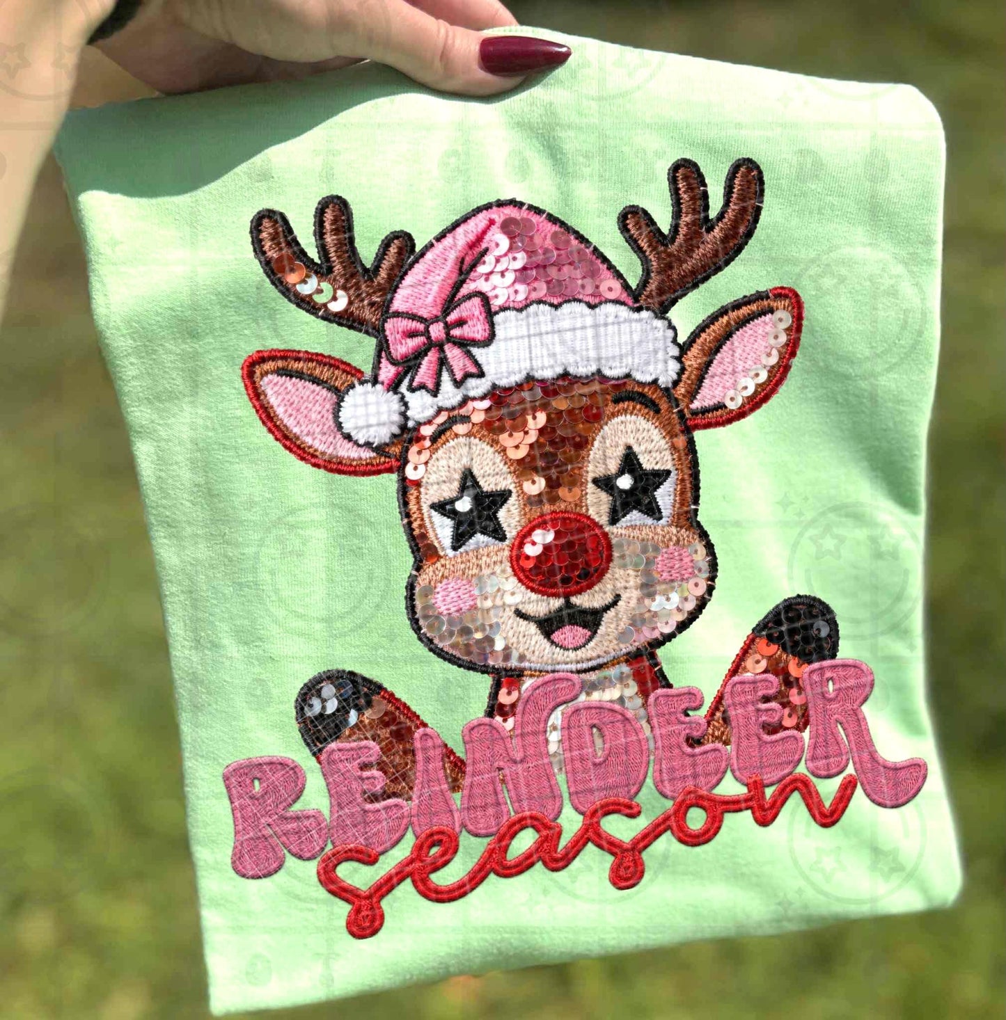 Reindeer Season Faux Sequin PNG Christmas digital download