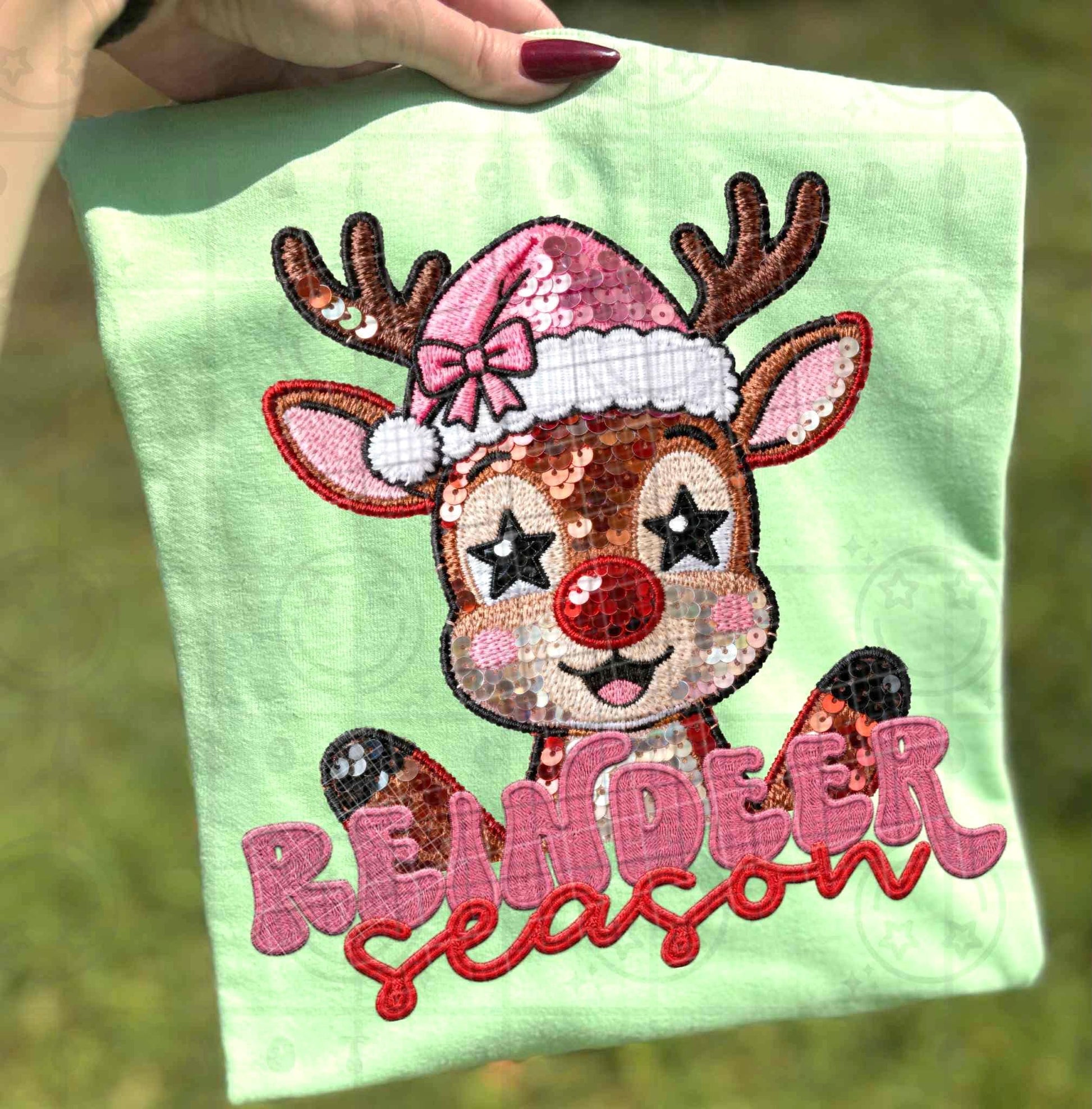Reindeer Season Faux Sequin PNG Christmas digital download