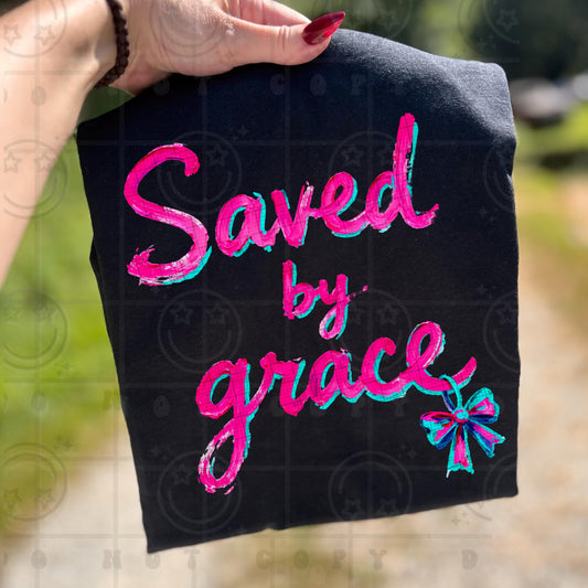 Saved by Grace faux paint Faith PNG Digital download