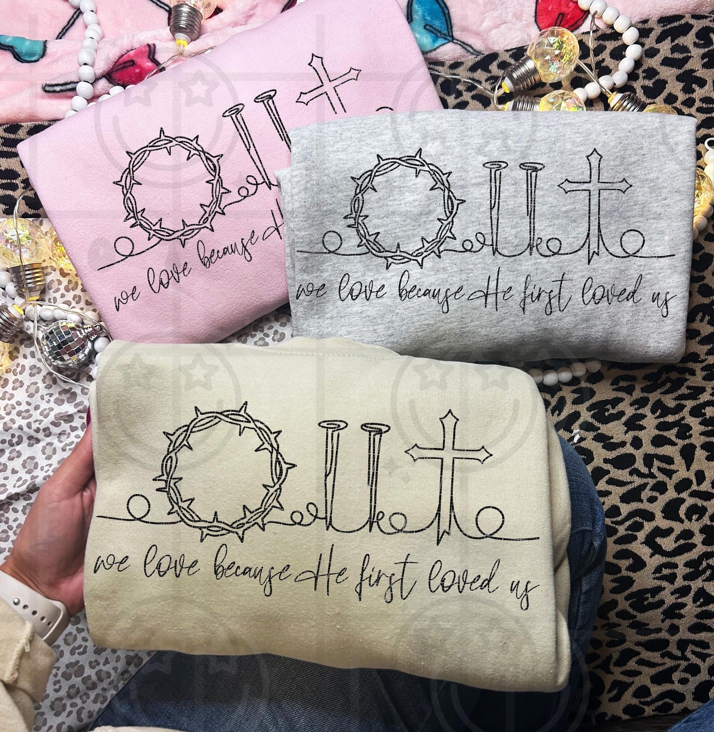 We love because He first loved us line drawing, faith PNG Digital Download