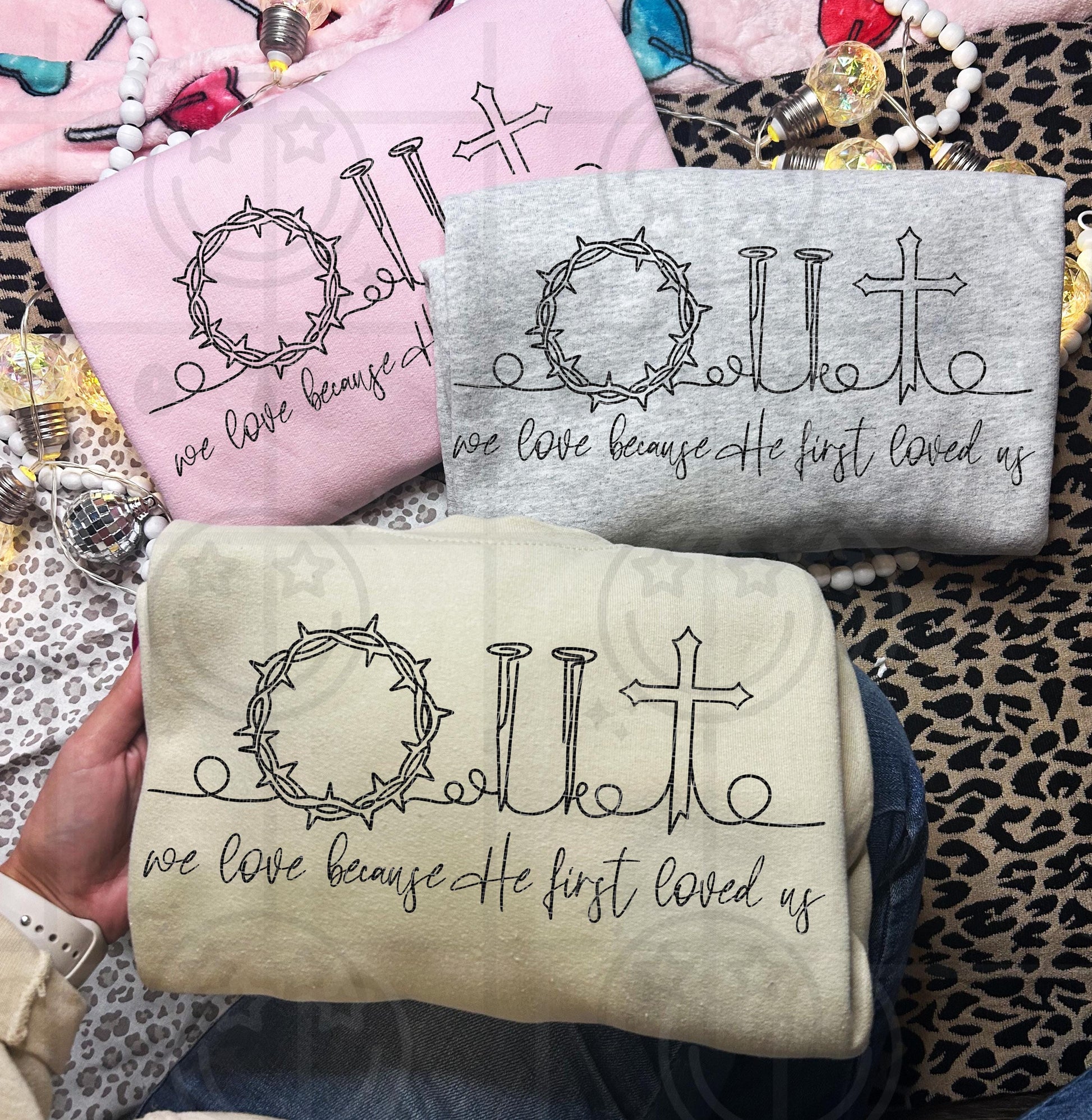 We love because He first loved us line drawing, faith PNG Digital Download