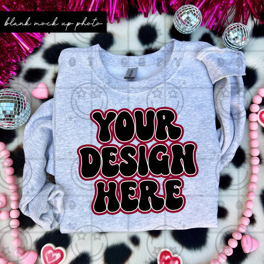 Valentines day mock up, sport grey g18000 sweatshirt, digital download