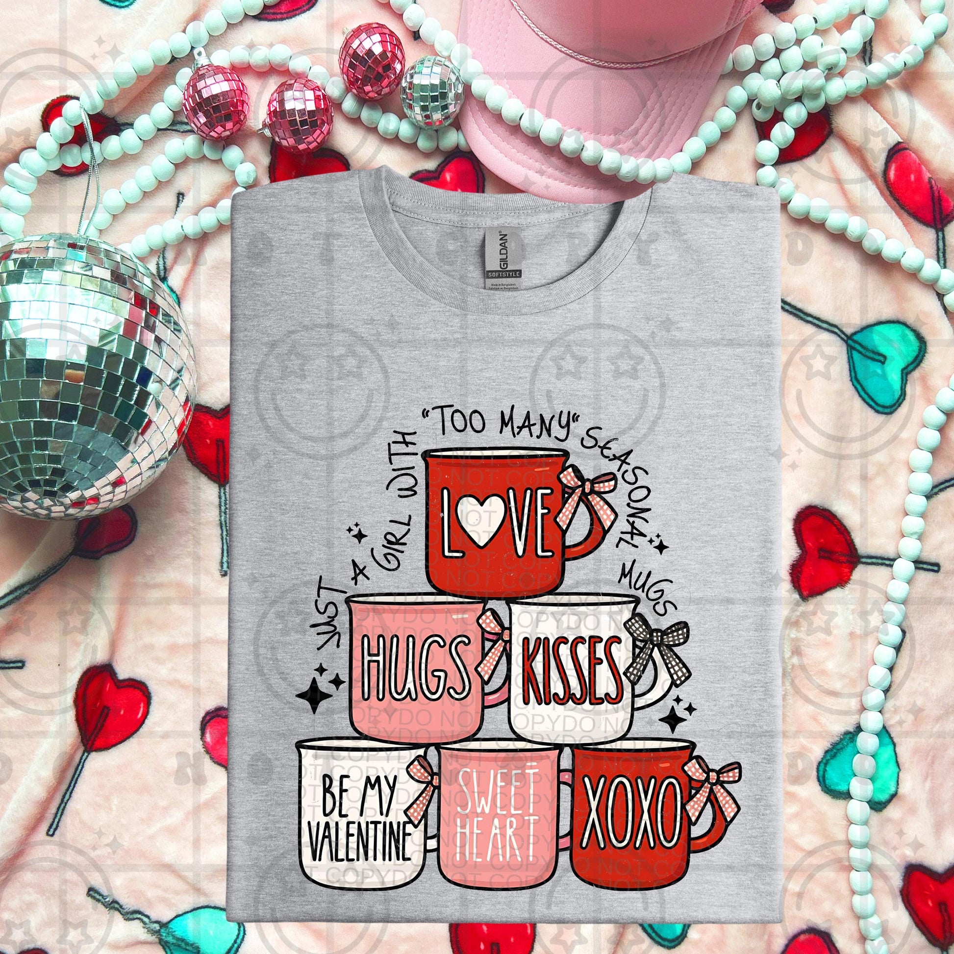 Just a girl with too many seasonal mugs valentines day coffee mugs PNG digital download