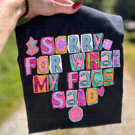 Sorry for what my face said paper cut out letters PNG digital download