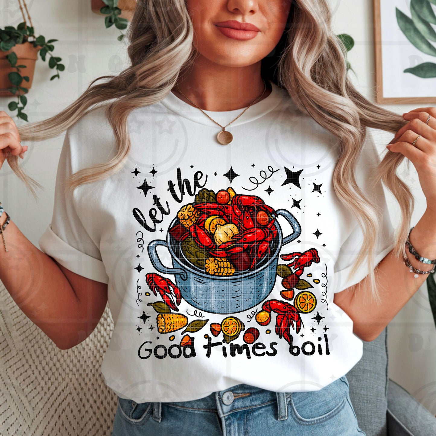 Crawfish Boil PNG Let the Good Times Boil Sublimation Shirt Design Cajun Seafood Party Instant Digital Download