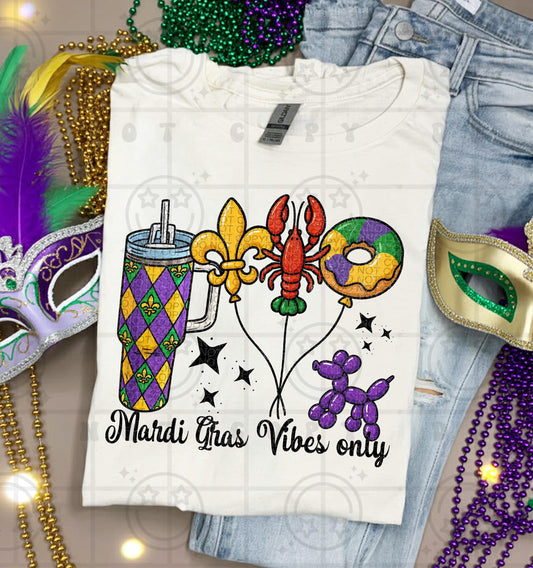 Mardi Gras PNG Vibes only Craw Fish King Cake distressed PNG Digital Download