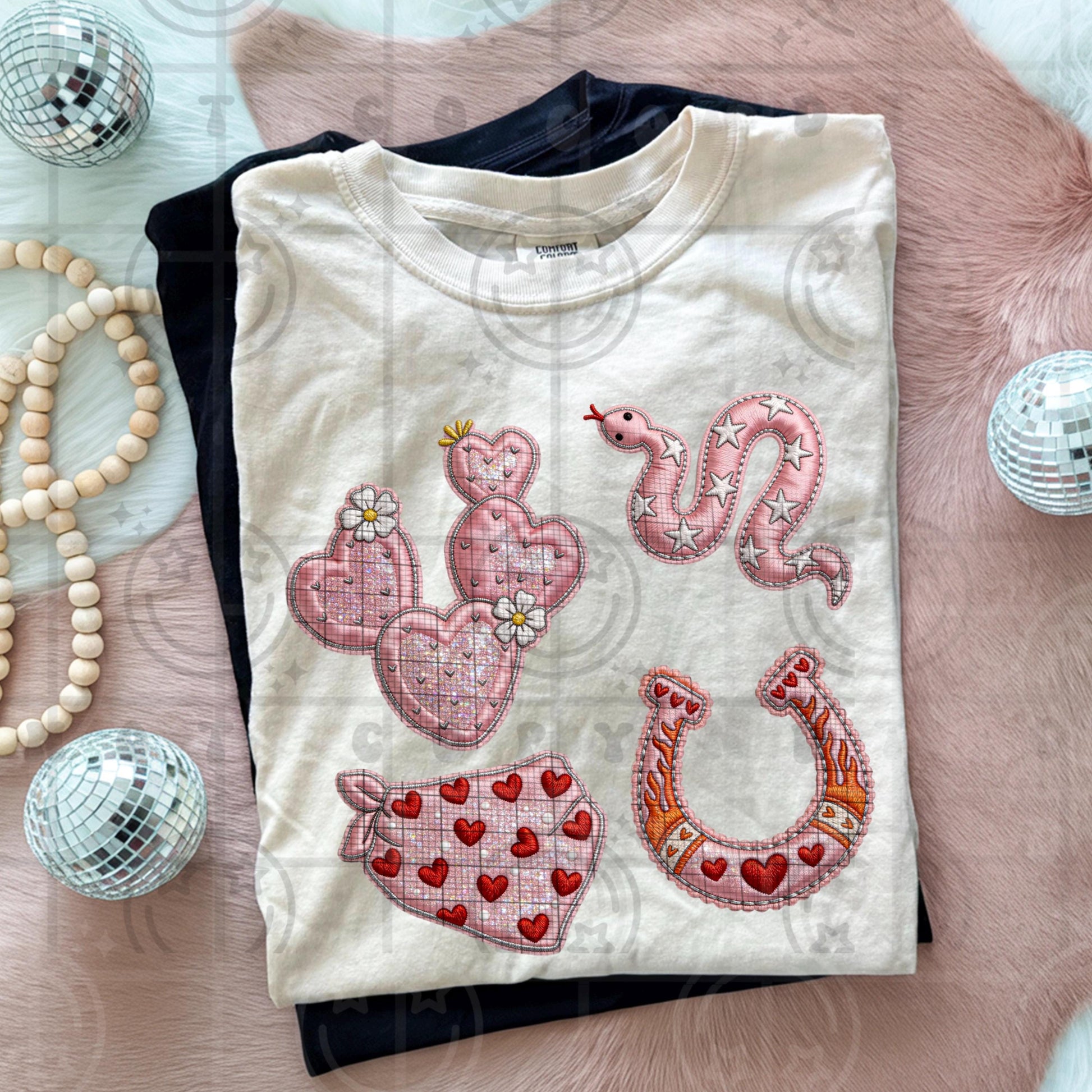 Cowboy Valentines Collage valentines day trendy faux embroidery PNG digital download