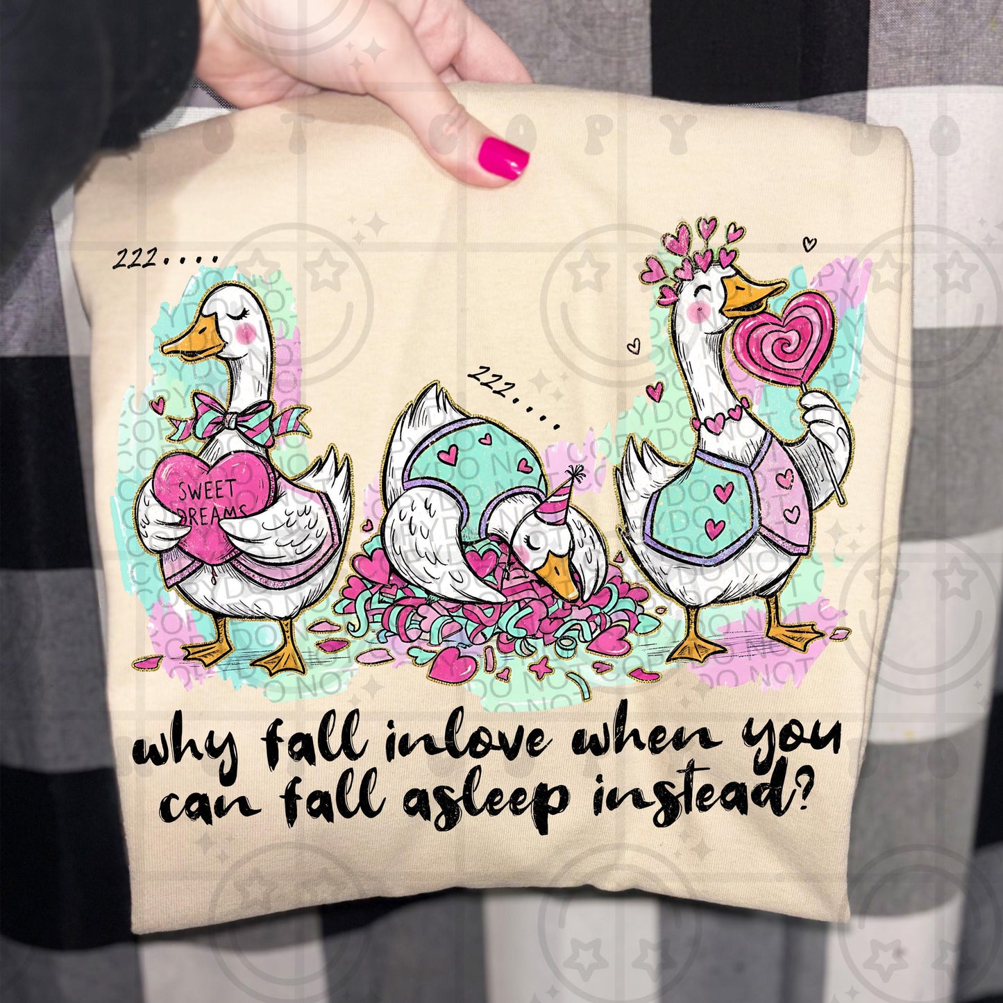 why fall in love when you can fall asleep anti valentines day geese PNG digital download