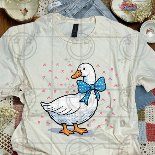 blue ribbon goose png cottagecore grannycore thrift aesthetic distressed vintage goose design for shirts and tumblers
